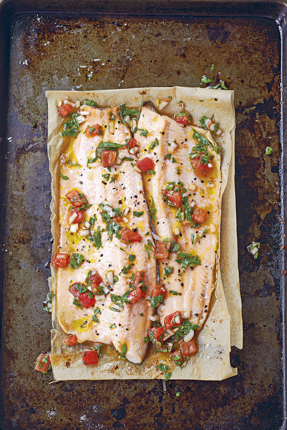 Gegrillte Forellenfilets mit Sauce Vierge