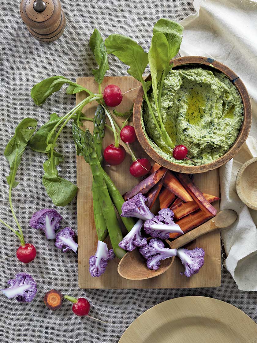 Gemüse mit Knoblauch-Dip