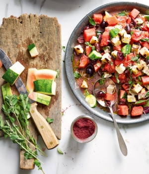 Wassermelonen-Salat mit Halloumi und Zatar