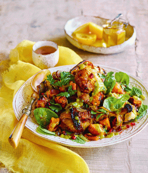 Hähnchen-Salat mit warmem Honig-Dressing