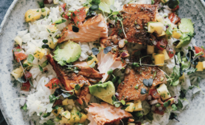 Schwarzer Lachs mit tropischer Pico